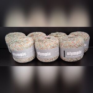 NWT Lot Of 7 Olympic Green & Orange Viscose/Cotton/Acrylic Craft Yarn